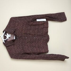 NWT Kirious Small Brown Button Front Shirt Top Long Sleeve Smocking